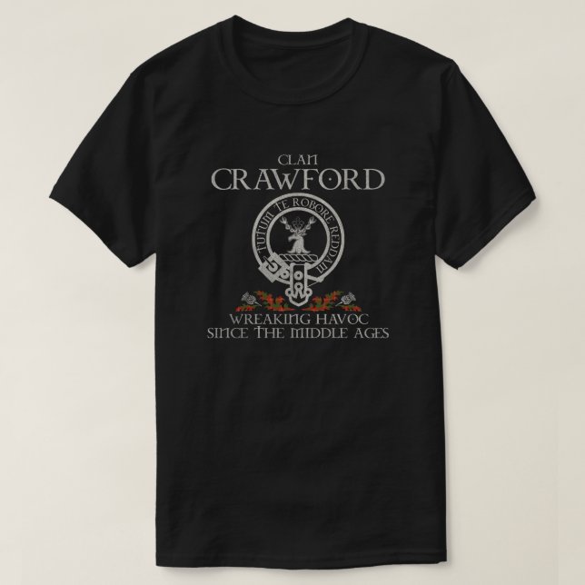 Camiseta Crawford Clan crest sobrenome escocês tartan Thist (Frente do Design)