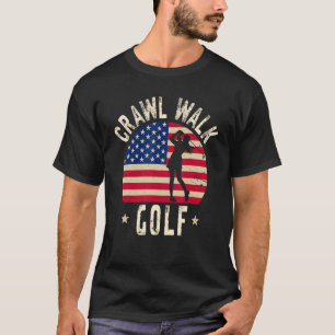 Camiseta Crawl Walk Golfe Garota Antiga Bandeira EUA Sentim