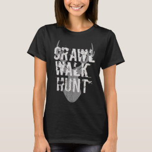Camiseta Crawl Walk Hunt Caçando Deer Antlers