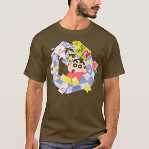 Camiseta Crayon Shin-chan Round e chá Shin-chans redondos