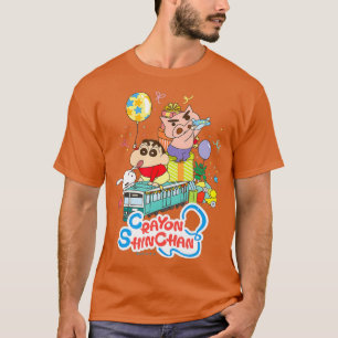 Camiseta Crayon Shin-chan Shin-chan e horário de festa do 