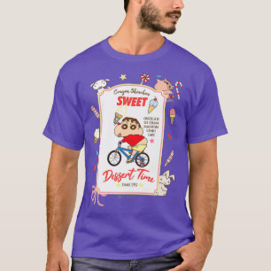 Camiseta Crayon Shin-chan Shin-chan e sobremesa de biciclet