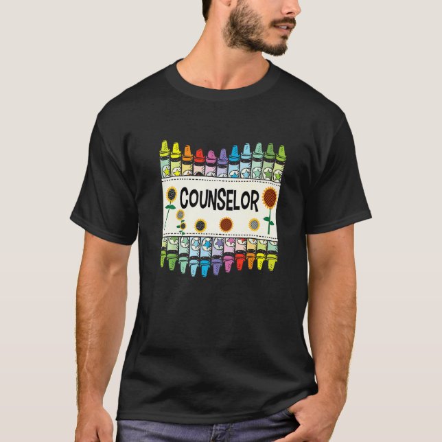 Camiseta Crayons And Flower Teaching  Counselor (Frente)