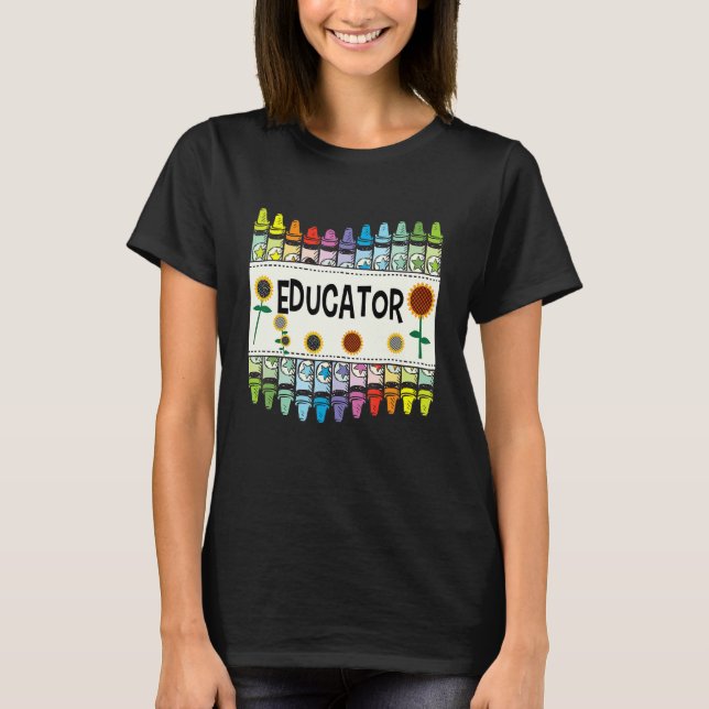 Camiseta Crayons And Flower Teaching   Educator (Frente)