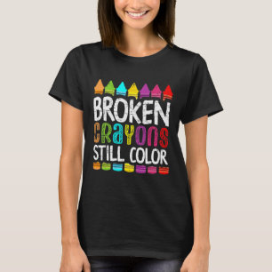Camiseta Crayons Partidos Ainda Coloridos Awarenes De Saúde