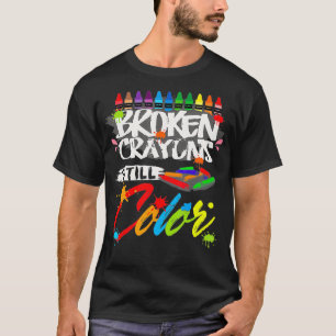 Camiseta Crayons Partidos Ainda Coloridos Awarenes De Saúde