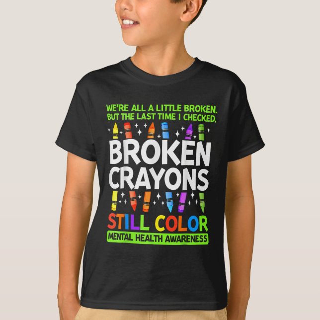 Camiseta Crayons Partidos Ainda Cores Sensibilização Para A (Frente)