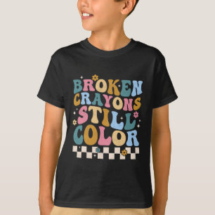 Camiseta Crayons Partidos Ainda Cores Sensibilização Para A