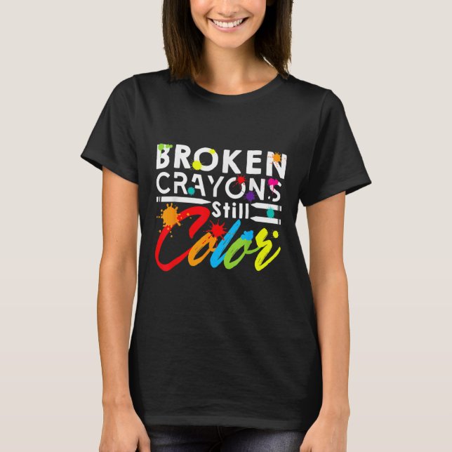 Camiseta Crayons Partidos Ainda Cores Sensibilização Para A (Frente)