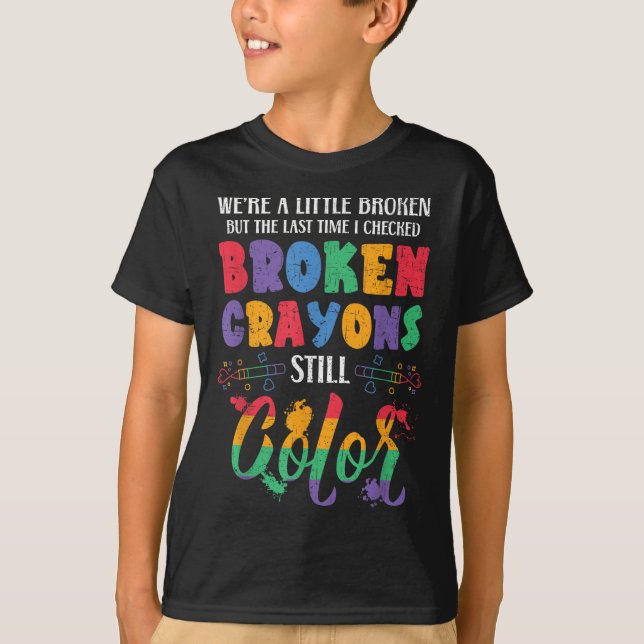 Camiseta Crayons Partidos Ainda Cores Sensibilização Para A (Frente)