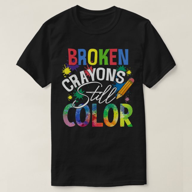 Camiseta Crayons Partidos Ainda Cores Sensibilização Para A (Frente do Design)