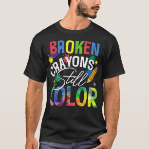 Camiseta Crayons Partidos Ainda Cores Sensibilização Para A
