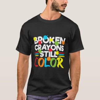 Camiseta Crayons Partidos Ainda Cores Sensibilização Para A