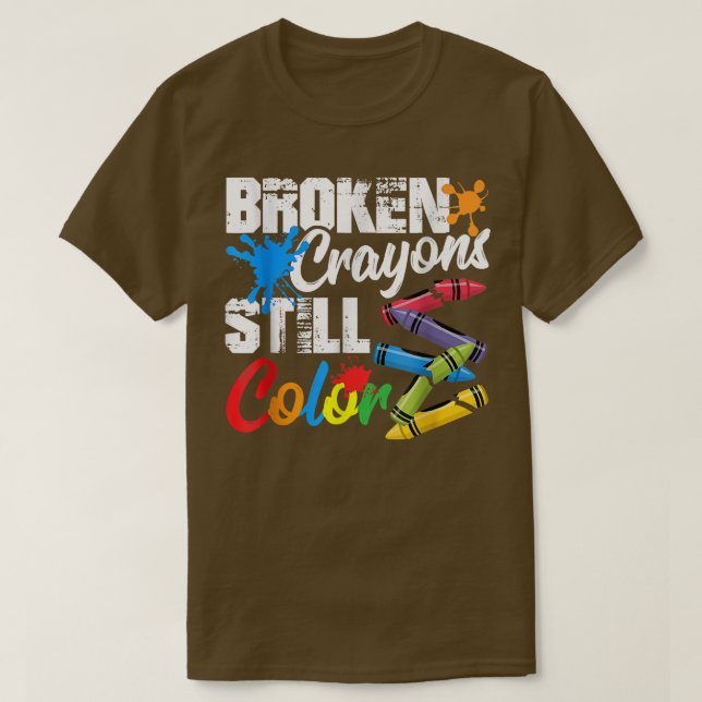 Camiseta Crayons Partidos Ainda Cores Sensibilização Para A (Frente do Design)