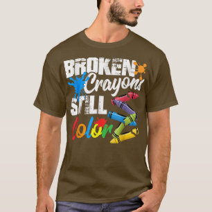 Camiseta Crayons Partidos Ainda Cores Sensibilização Para A