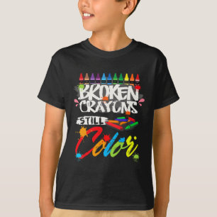 Camiseta Crayons Partidos Ainda Cores Sensibilização Para A