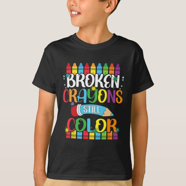 Camiseta Crayons Partidos Ainda Cores Sensibilização Para A (Frente)