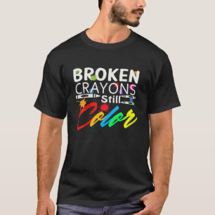 Camiseta Crayons Partidos Ainda Cores Sensibilização Para A