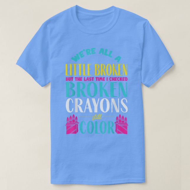 Camiseta Crayons Partidos - Defensor da Consciência da Saúd (Frente do Design)