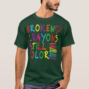 Camiseta Crayons Quebrados Ainda Menores Awarenes de Saúde