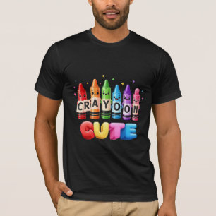 Camiseta Crayoon Cute - Personagens de Lápis de Cor Kawaii