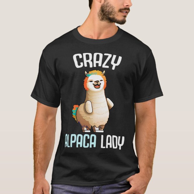 Camiseta Crazy Alpaca Lady Women s Cute Alpaca Lama Zoo (Frente)