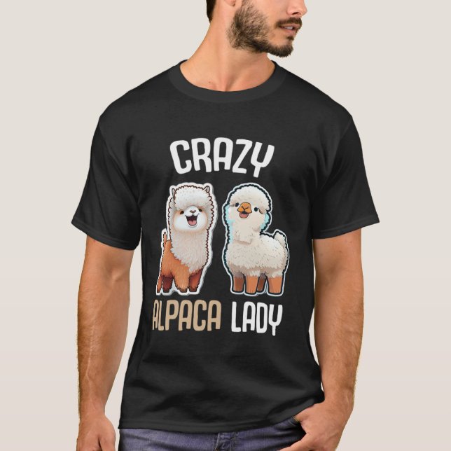 Camiseta Crazy Alpaca Lady Women s Cute Alpaca Lama Zoo  1 (Frente)