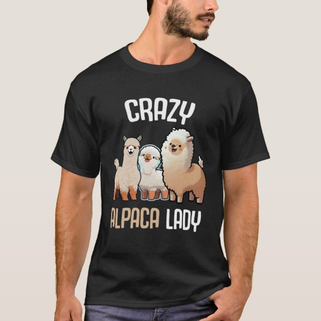 Camiseta Crazy Alpaca Lady Women s Cute Alpaca Lama Zoo  2 (Frente)