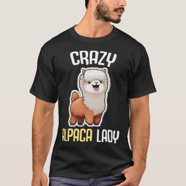 Camiseta Crazy Alpaca Lady Women s Cute Alpaca Lama Zoo  7 (Frente)