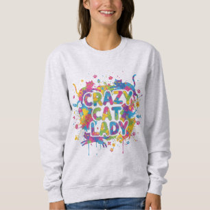 Camiseta "Crazy Cat Lady" Estilo Splash Colorido
