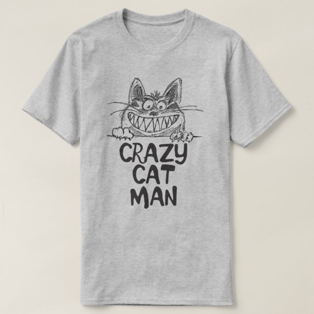 CAMISETA CRAZY CAT MAN (Frente do Design)
