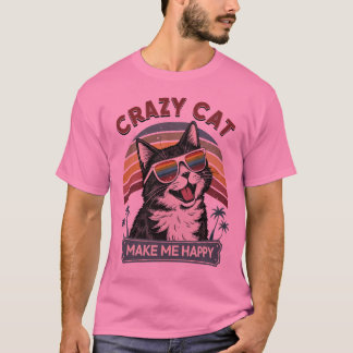 Camiseta CRAZY CAT me faz feliz