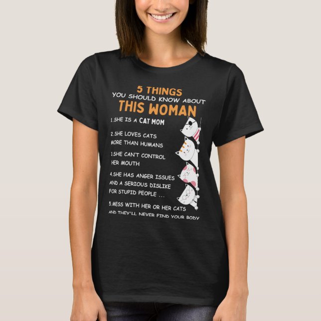 Camiseta Crazy Cat Mom 5 Things You Should Know About This  (Frente)