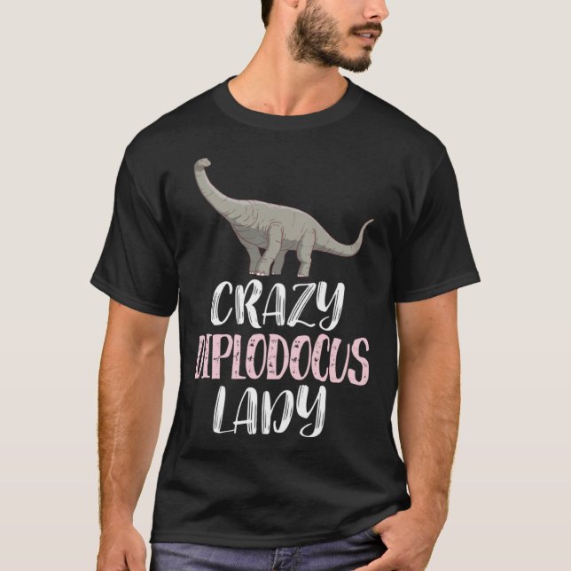 Camiseta Crazy Diplodocus Lady  Dinosaur (Frente)