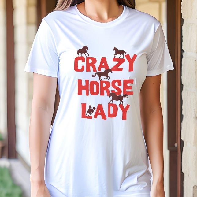 Camiseta Crazy Horse Lady - Presente Divertido par (Embrace Your Equine Obsession! 🐴😄)