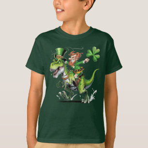 Camiseta Crazy Leprechaun no Dia de São Patrício T-Rex Funn