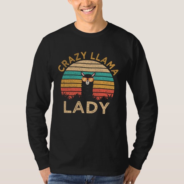 Camiseta Crazy Llama Lady  Llama Wearing Sunglasses Farmer (Frente)