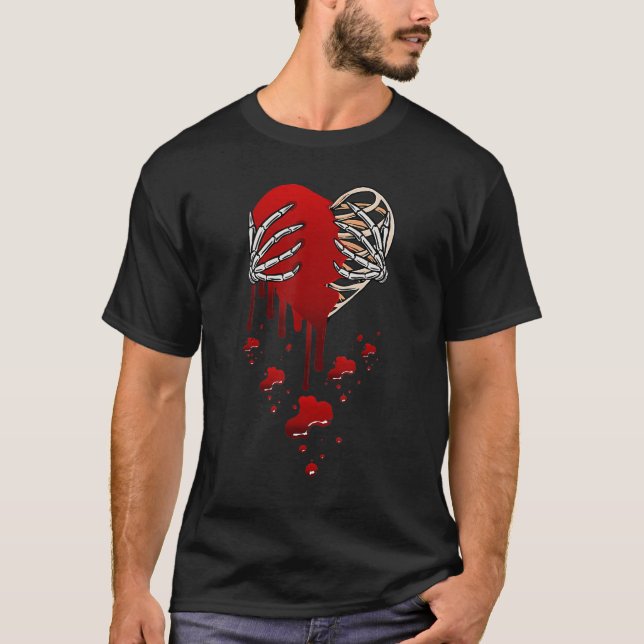 Camiseta Crazy Love Hurt Broken Heart Pain Skeleton Bloody  (Frente)
