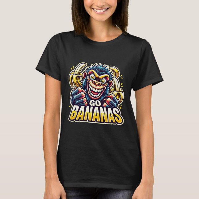 Camiseta Crazy Monkey Go Bananas Sticker  (Frente)