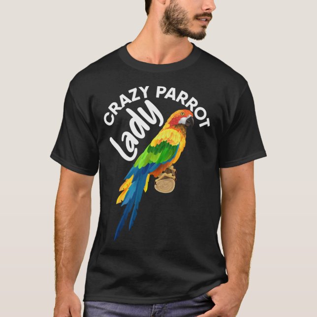 Camiseta Crazy Parrot Lady Bird Tropical Summer Trip Vacati (Frente)