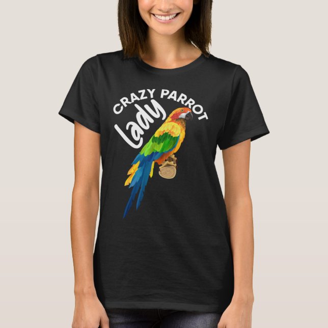 Camiseta Crazy Parrot Lady Bird Tropical Summer Trip Vacati (Frente)