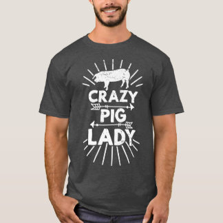 Camiseta Crazy Pig Lady Farm Farmer Pig Lover Premium 613 