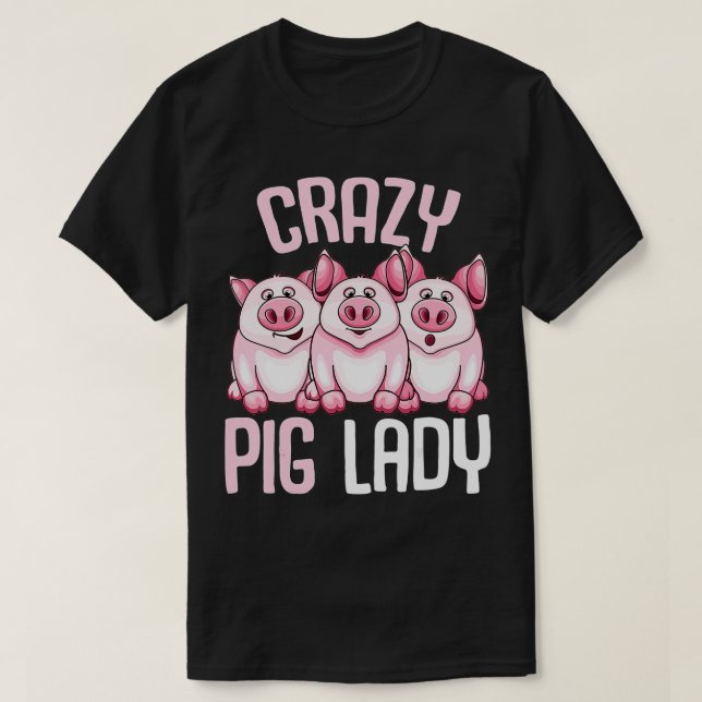 Camiseta Crazy Pig Lady Farmer Women  (Frente do Design)