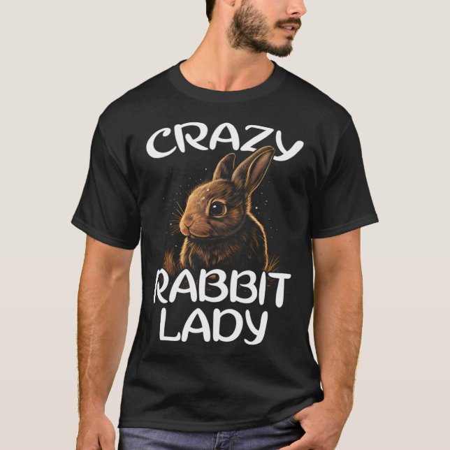 Camiseta Crazy Rabbit Lady Cute Bunny Owner Breeder Hare  M (Frente)