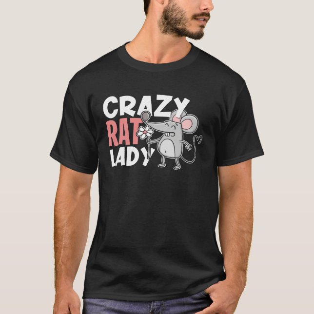 Camiseta Crazy Rat Lady   Cute  For Pet Rat Owner (Frente)