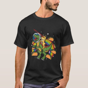 Camiseta Crazy Rex Riding Cat Laser Eye Taco Rainbow Space