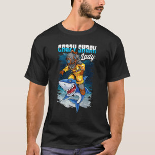 Camiseta Crazy Shark Lady Animal Ocean Scuba