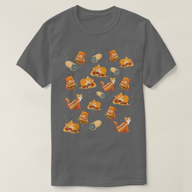 Camiseta Crazy Space Cat Food Tee, Pizza, Taco, Hamburger,  (Frente do Design)
