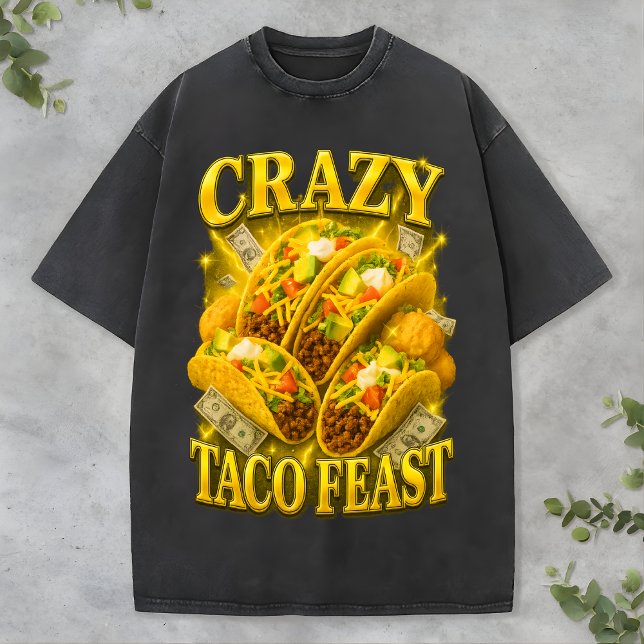 Camiseta Crazy Taco Feast Tee Retro Funny Lover Bootleg dog (Criador carregado)