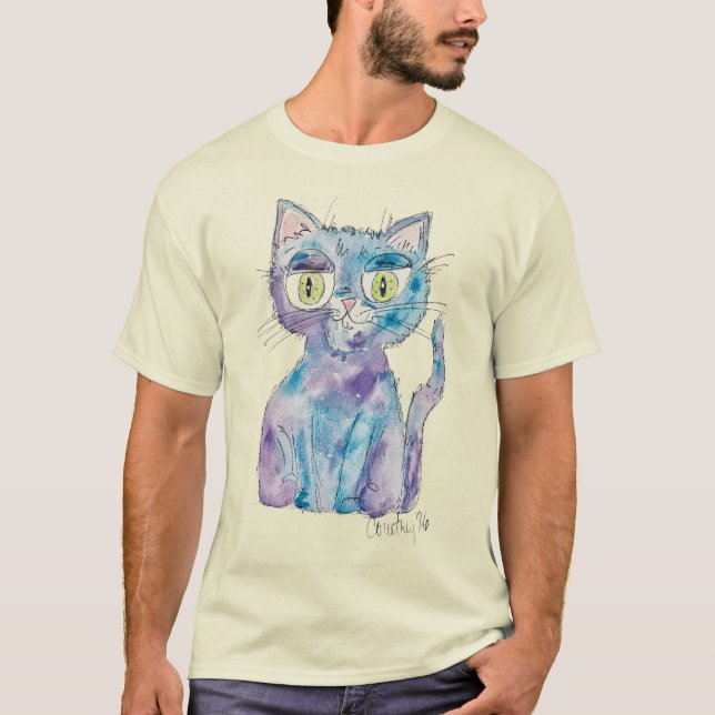 Camiseta Crazy watercolor cat (Frente)
